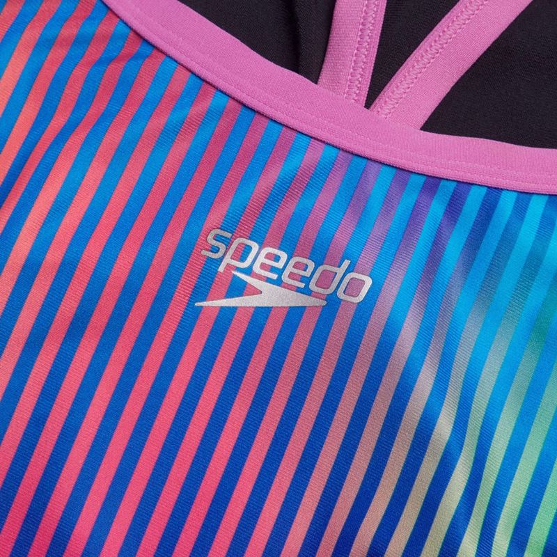 Strój pływacki jednoczęściowy damski Speedo Placement Digital Turnback black/kiki pink/picton blue 3