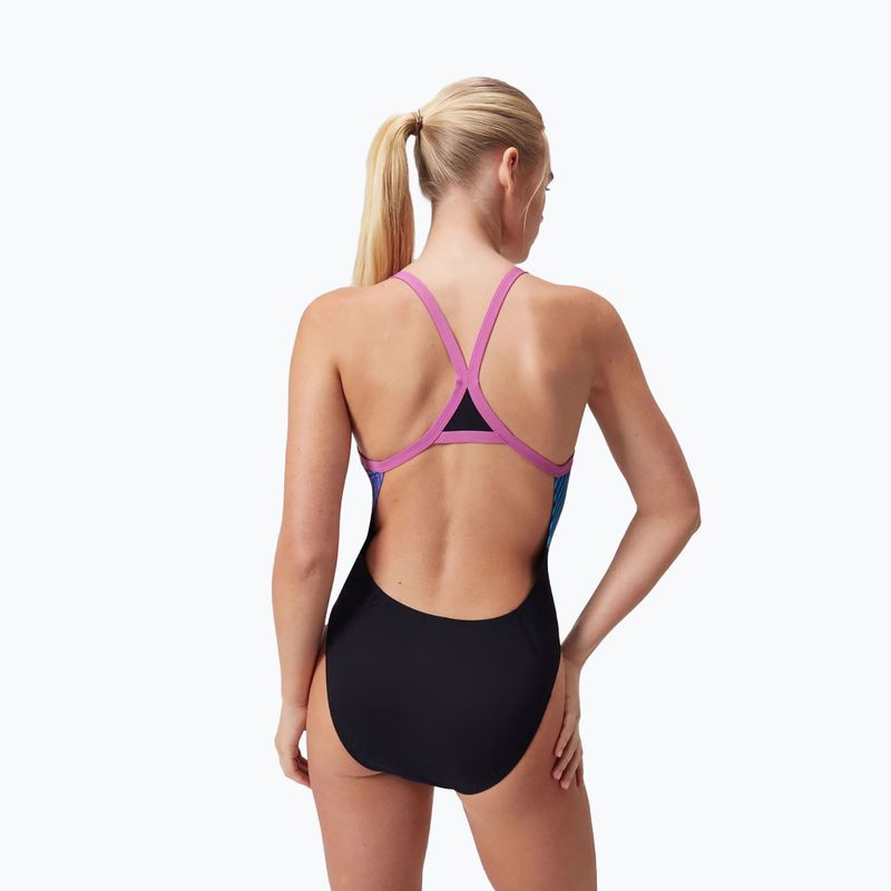 Strój pływacki jednoczęściowy damski Speedo Placement Digital Turnback black/kiki pink/picton blue 7