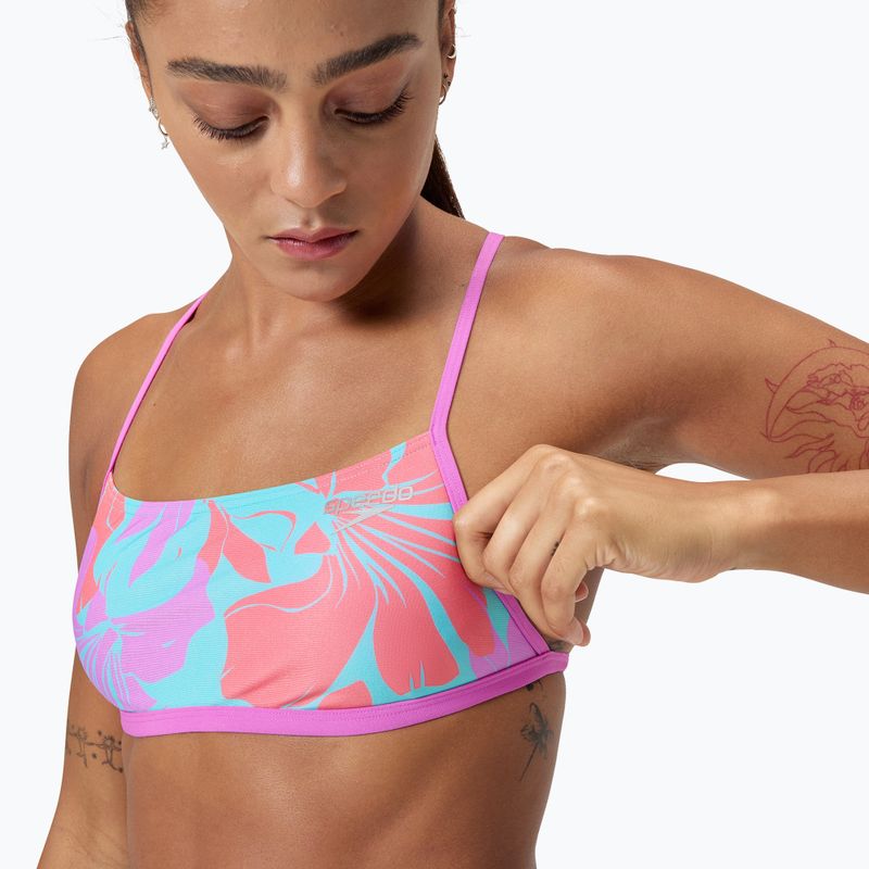 Góra od stroju pływackiego Speedo Allover Digital Crossback Crop Top kaluna floral/arctic glass 6