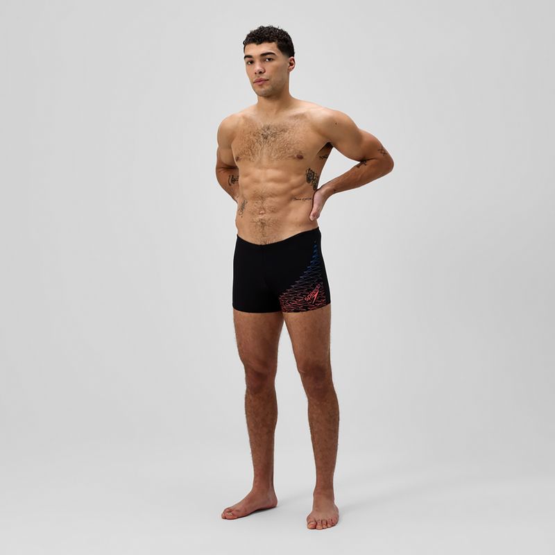 Bokserki pływackie męskie Speedo Medley Logo Aquashort black/neon coral 2