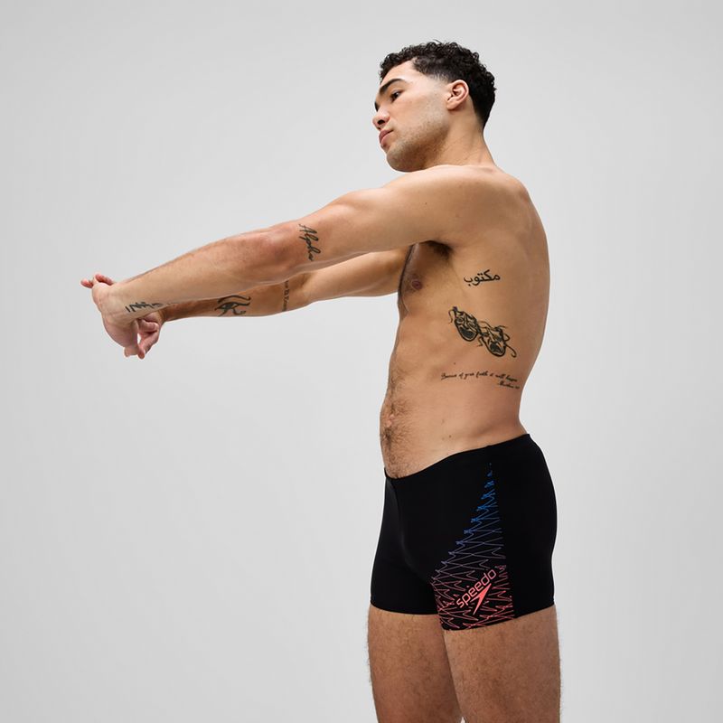 Bokserki pływackie męskie Speedo Medley Logo Aquashort black/neon coral 4