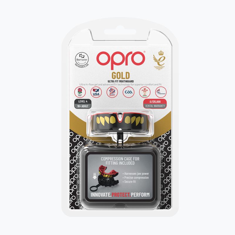 Ochraniacz szczęki Opro Gold Jawz czarny/czerwony/złoty 2