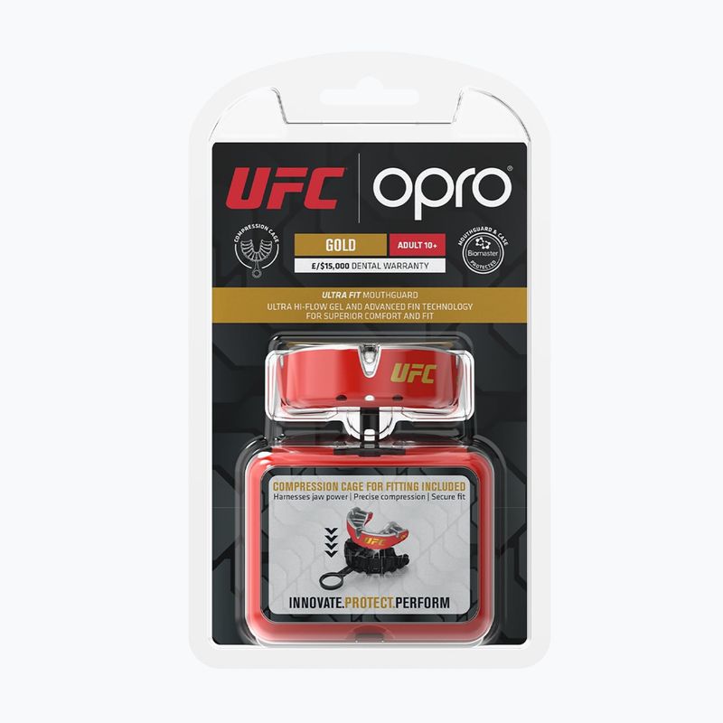 Ochraniacz szczęki Opro UFC Gold GEN2 czerwony/srebrny/złoty 2