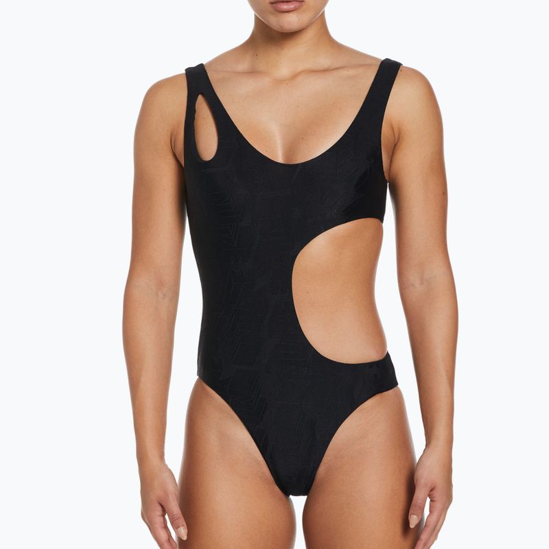 Strój pływacki jednoczęściowy damski Nike Block Texture black 5