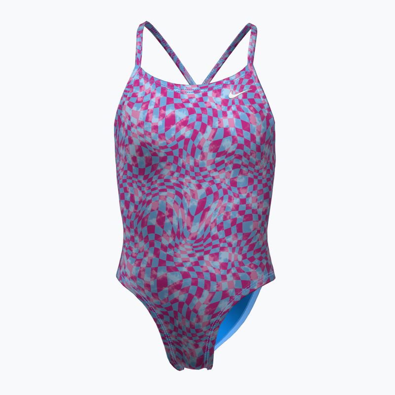 Strój pływacki jednoczęściowy dziecięcy Nike Hydrastrong Charms Multi Print Lace Up Back blue 6