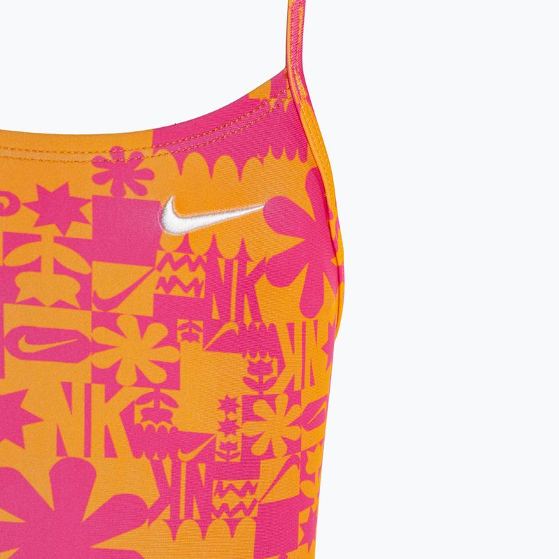 Strój pływacki jednoczęściowy dziecięcy Nike Hydrastrong Charms Multi Print Lace Up Back orange 3