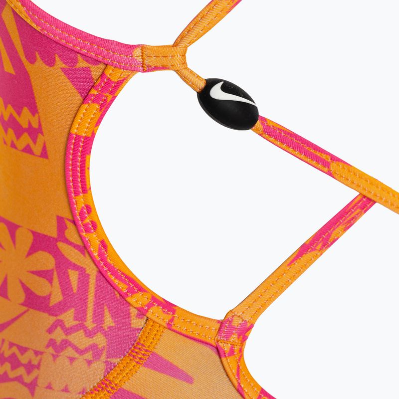 Strój pływacki jednoczęściowy dziecięcy Nike Hydrastrong Charms Multi Print Lace Up Back orange 4