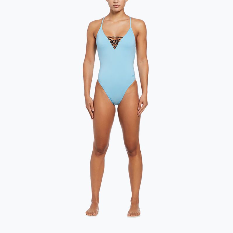 Strój pływacki jednoczęściowy damski Nike Sneakerkini 2.0 Croccback aquarius blue/scuba blue 2