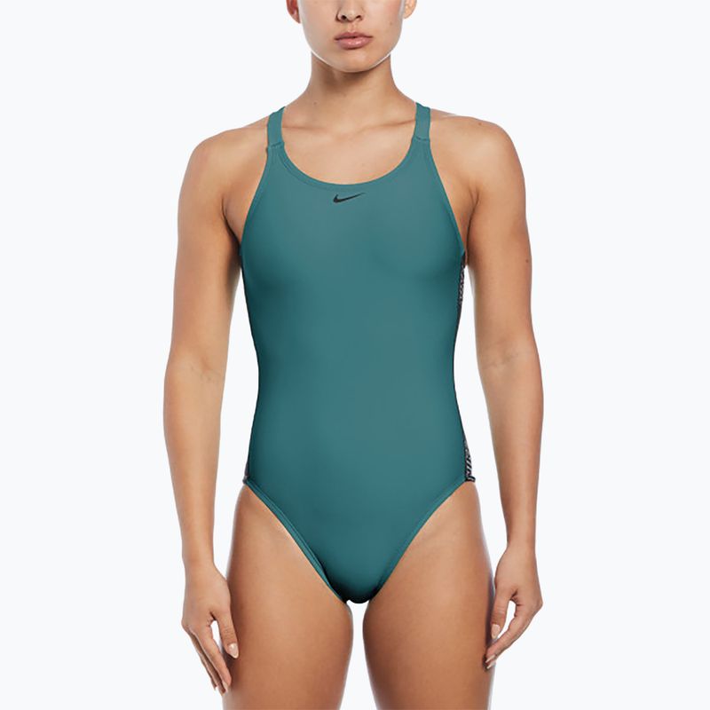 Strój pływacki jednoczęściowy damski Nike Logo Tape Fastback dusty cactus 4