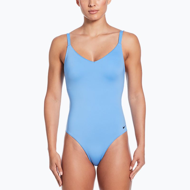 Strój pływacki jednoczęściowy damski Nike Essential V-Neck university blue 4
