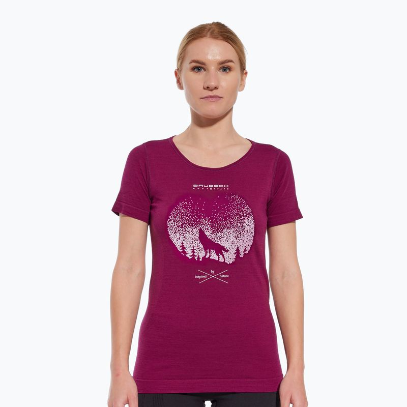 Koszulka termoaktywna damska Brubeck Outdoor Merino Wool Pro SS plum/mountain 3