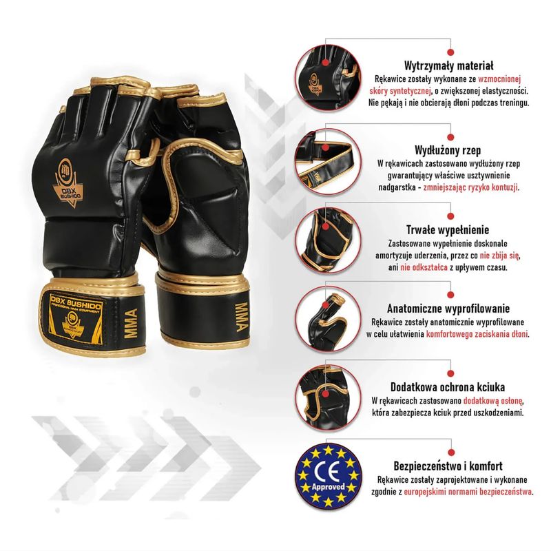Rękawice grapplingowe DBX BUSHIDO czarne E1V8 9