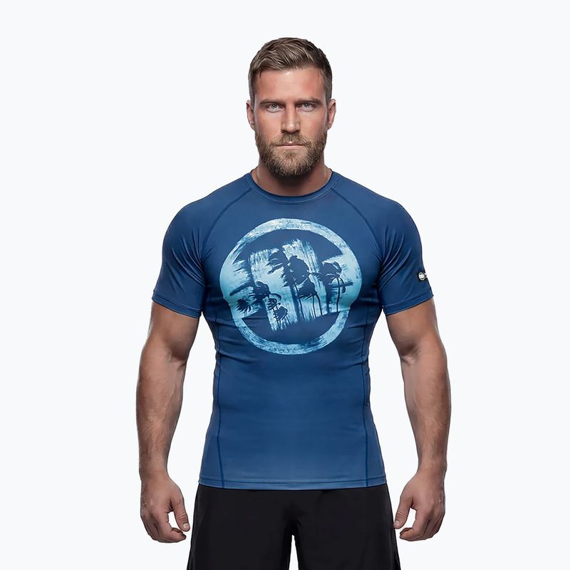 Koszulka męska Pitbull Rashguard Logo Palms blue