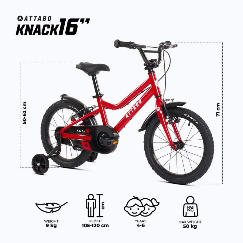 Rower dziecięcy ATTABO KNACK 16" czerwony 2