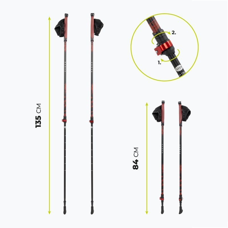 Kije nordic walking KADVA Halna regulowane czerwony 2