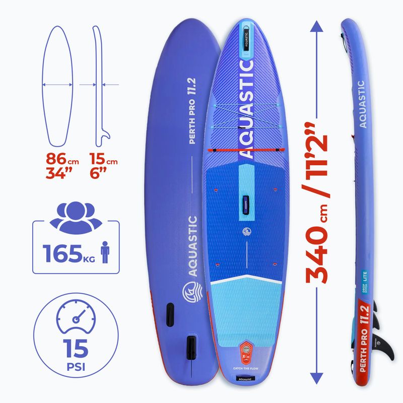 Zestaw deska SUP pompowana AQUASTIC Perth Pro 11'2" allround niebieski 21