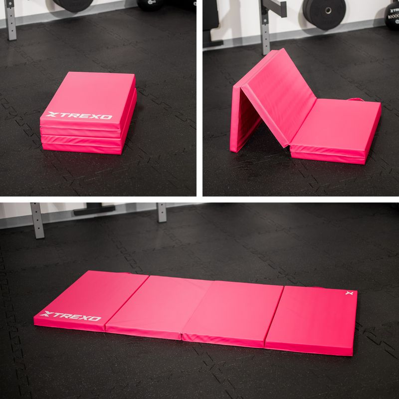Materac gimnastyczny XTREXO składany 195 x 80 x 5 cm różowy 11
