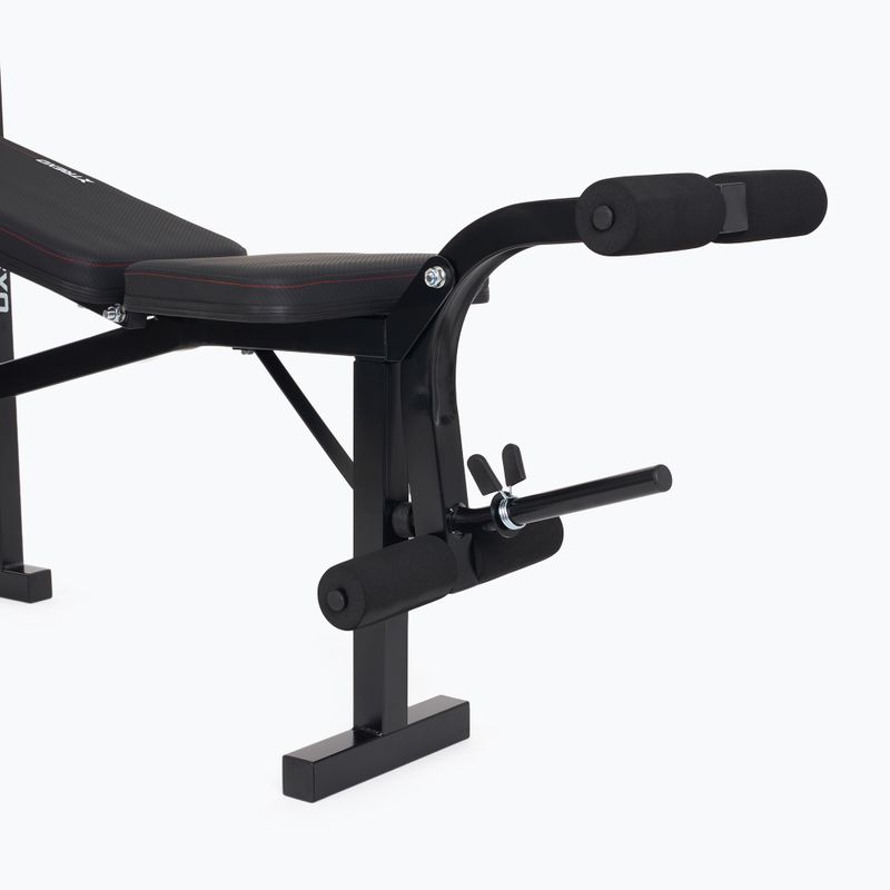 Ławka treningowa XTREXO BenchFit Lite ze stojakiem i sztangą czarny 9
