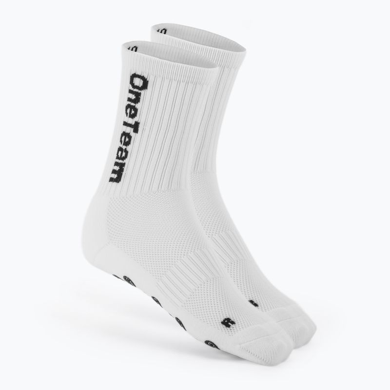 Skarpety piłkarskie dziecięce OneTeam Precision Grip antypoślizgowe 2-pack biały