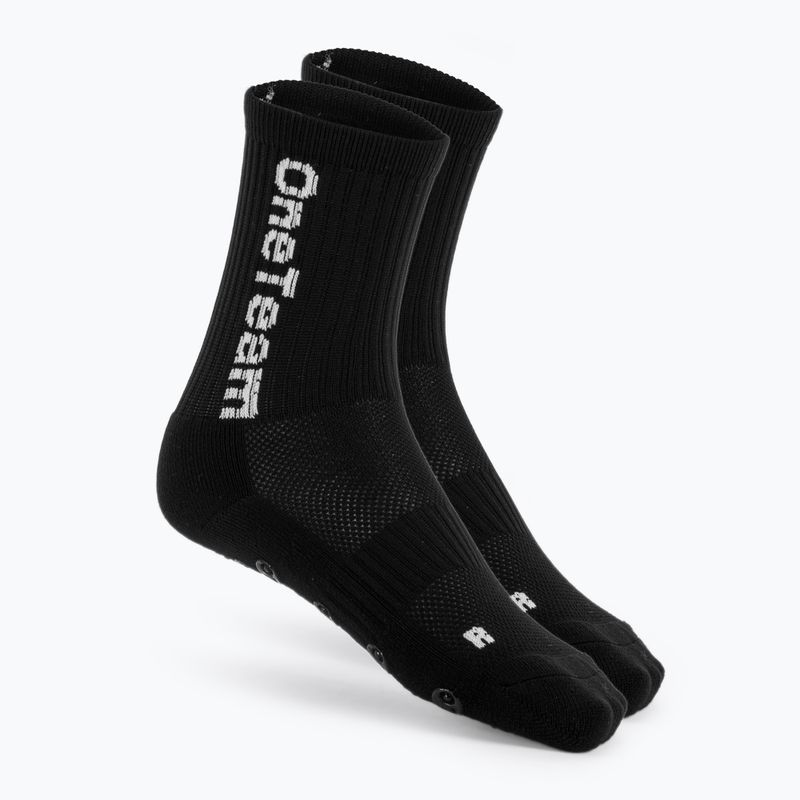 Skarpety piłkarskie dziecięce OneTeam Precision Grip antypoślizgowe 2-pack czarny