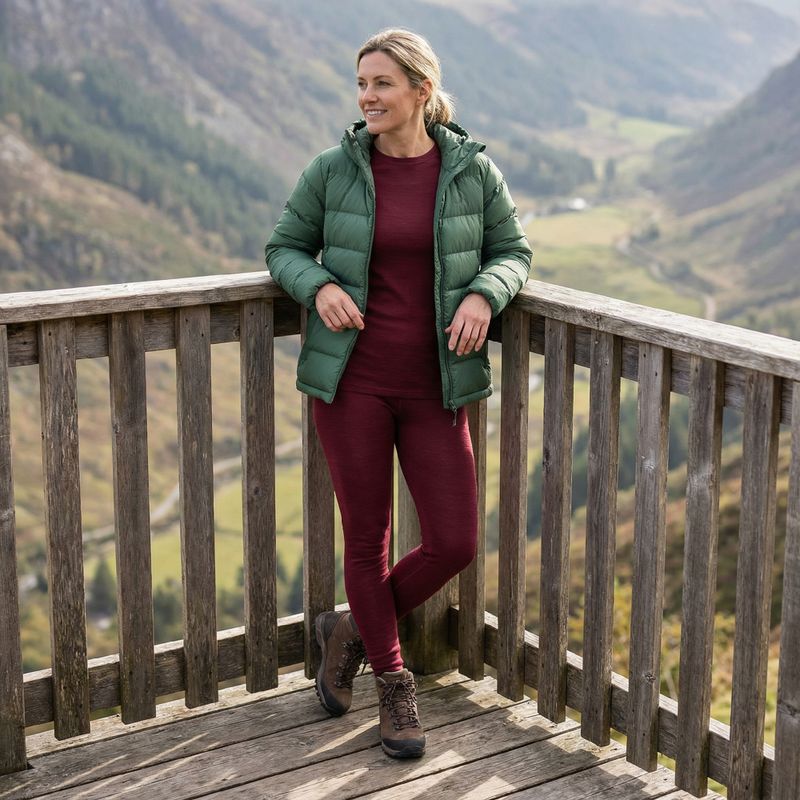 Komplet bielizny termoaktywnej damskiej WOOLCANO Merino SET0543 bordowy 8