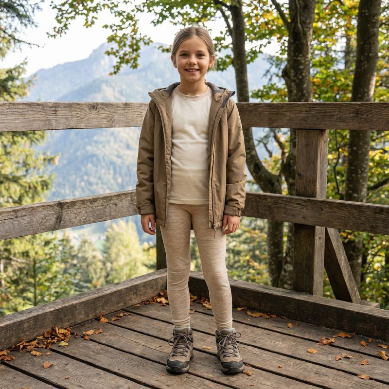 Komplet bielizny termoaktywnej dziecięcej WOOLCANO Merino SET0982 beżowy 7
