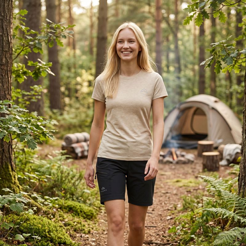 Koszulka trekkingowa damska KADVA Merivra merino beżowy 5