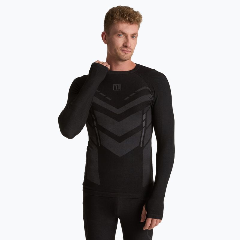 Bluza termoaktywna męska OneTeam ACHILL BAMBOO THERMO LIGHT PLUS bezszwowa czarny