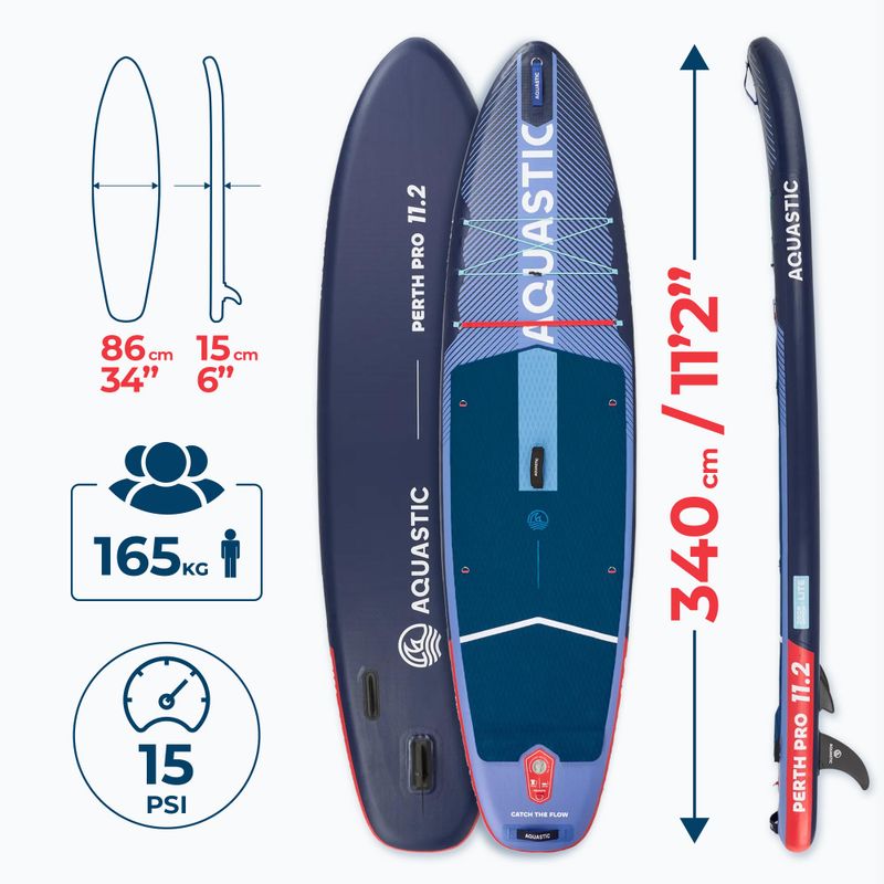 Deska SUP AQUASTIC Perth Pro 11'2" allround ciemny niebieski 21