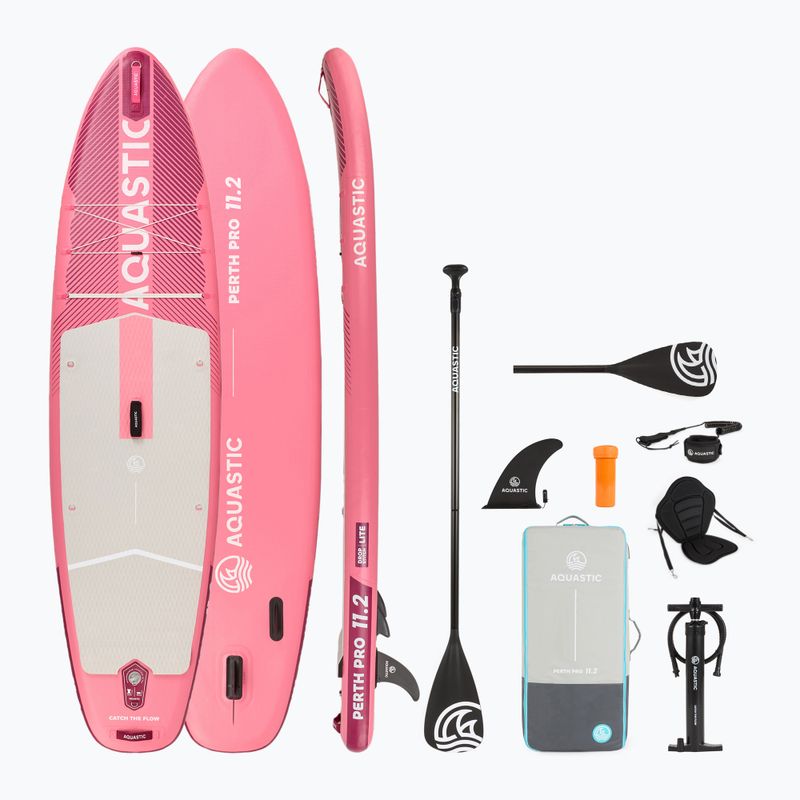 Deska SUP AQUASTIC Perth Pro 11'2" allround różowy