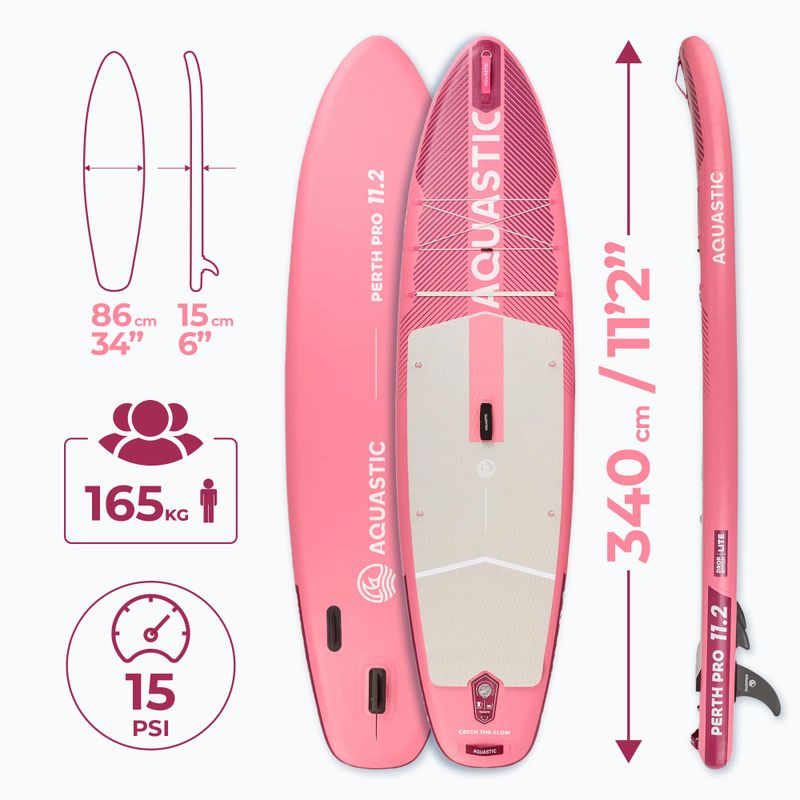 Deska SUP AQUASTIC Perth Pro 11'2" allround różowy 21