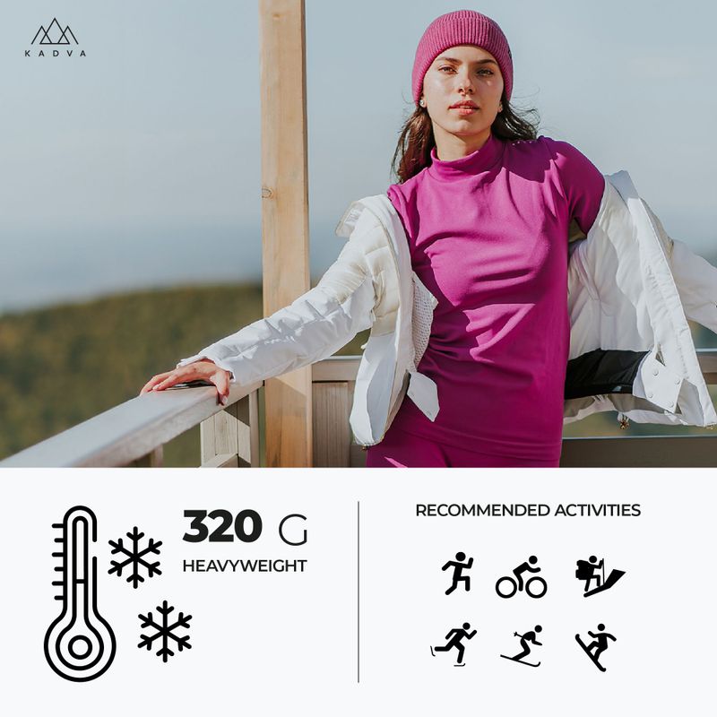 Komplet bielizny termoaktywnej damskiej KADVA Glacier W Set bezszwowy fuksja 10