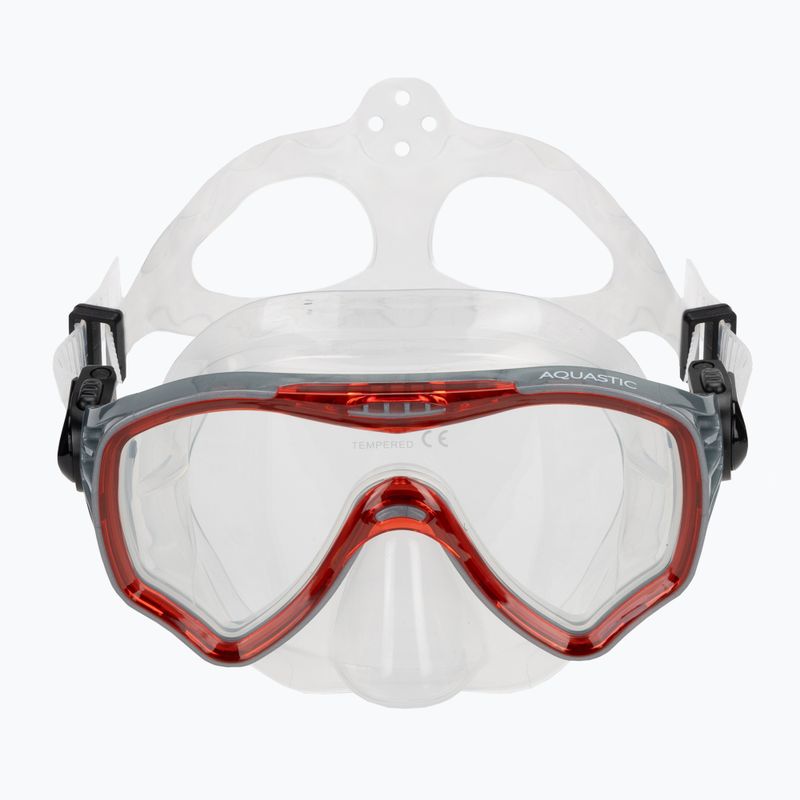 Zestaw do snorkelingu AQUASTIC Jetty maska + fajka czerwony 4