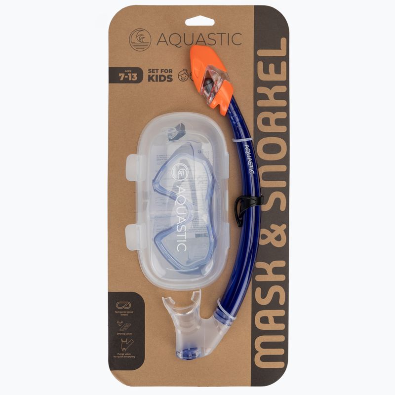 Zestaw do snorkelingu dziecięcy AQUASTIC Shelly maska + fajka ciemnoniebieski 10