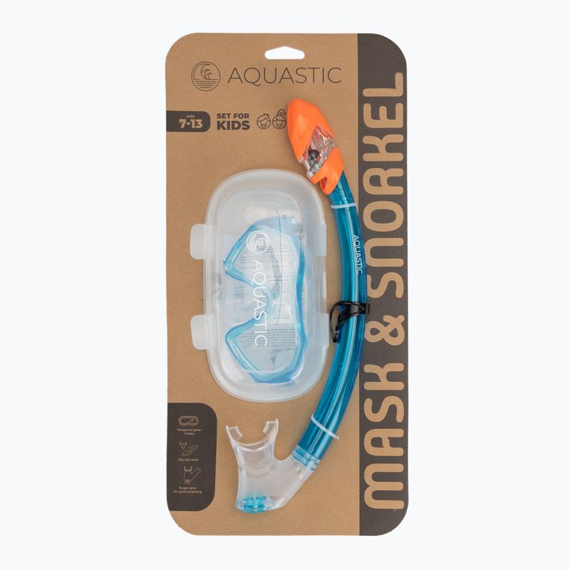 Zestaw do snorkelingu dziecięcy AQUASTIC Shelly maska + fajka jasnoniebieski 10