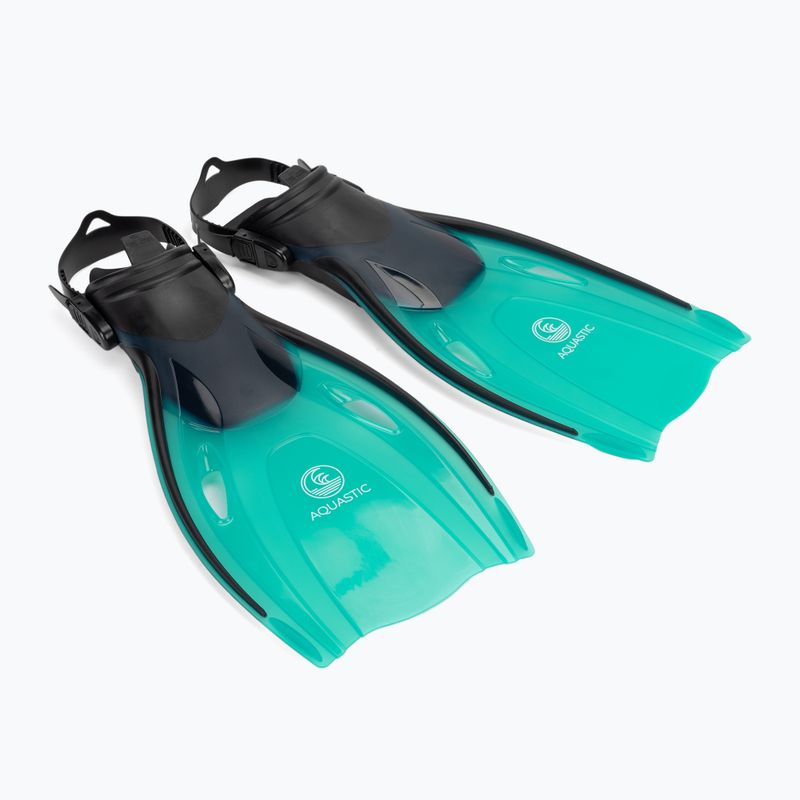 Zestaw do snorkelingu AQUASTIC Jetty maska + fajka + płetwy niebieski 7