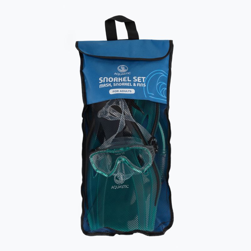 Zestaw do snorkelingu AQUASTIC Jetty maska + fajka + płetwy niebieski 14