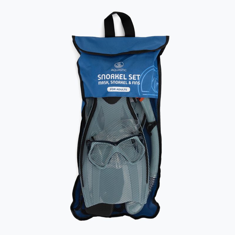 Zestaw do snorkelingu AQUASTIC Shoal maska + fajka + płetwy niebieski 14