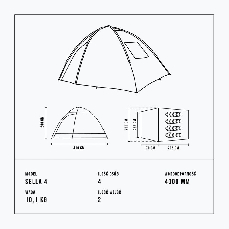 Namiot kempingowy 4-osobowy Alpinus Sella 4 anthracite 8