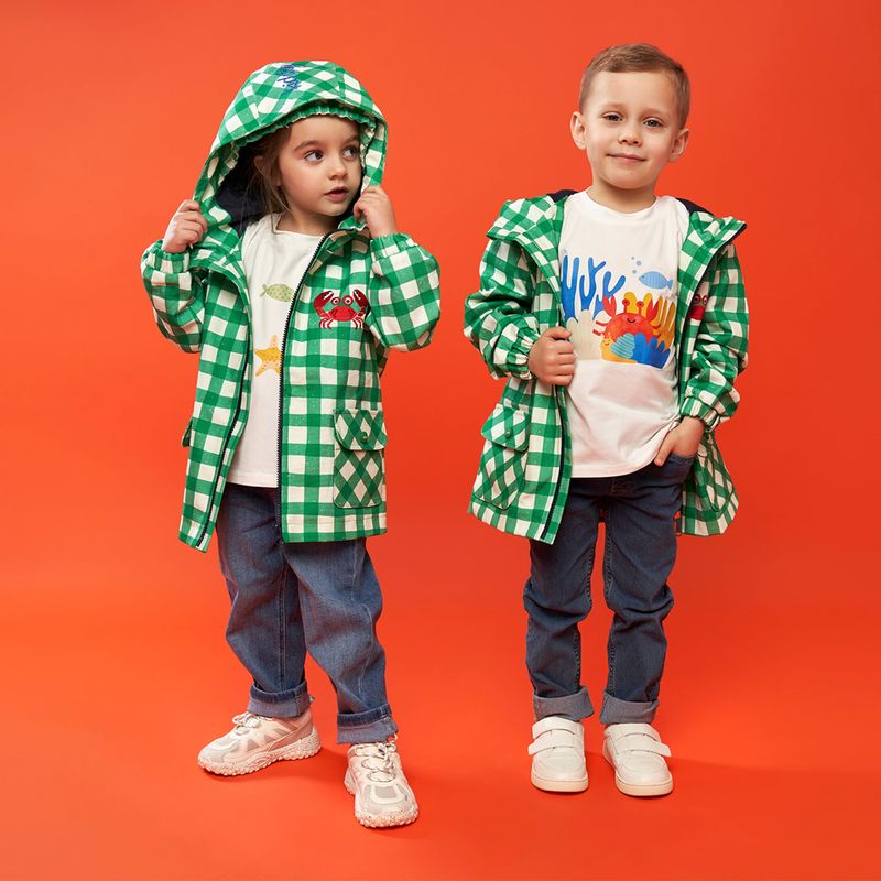 Kurtka dziecięca KID STORY Wiatroszczelna i Wodoodporna green grid 8
