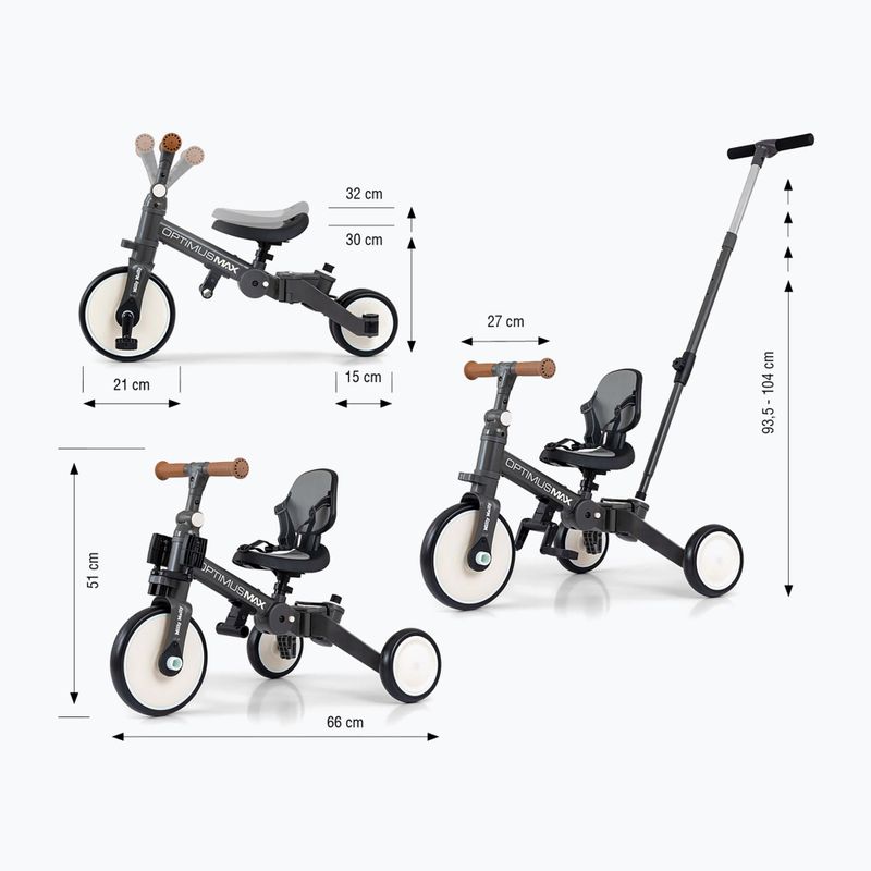 Rowerek biegowy Milly Mally 5w1 Optimus Max dark grey 2