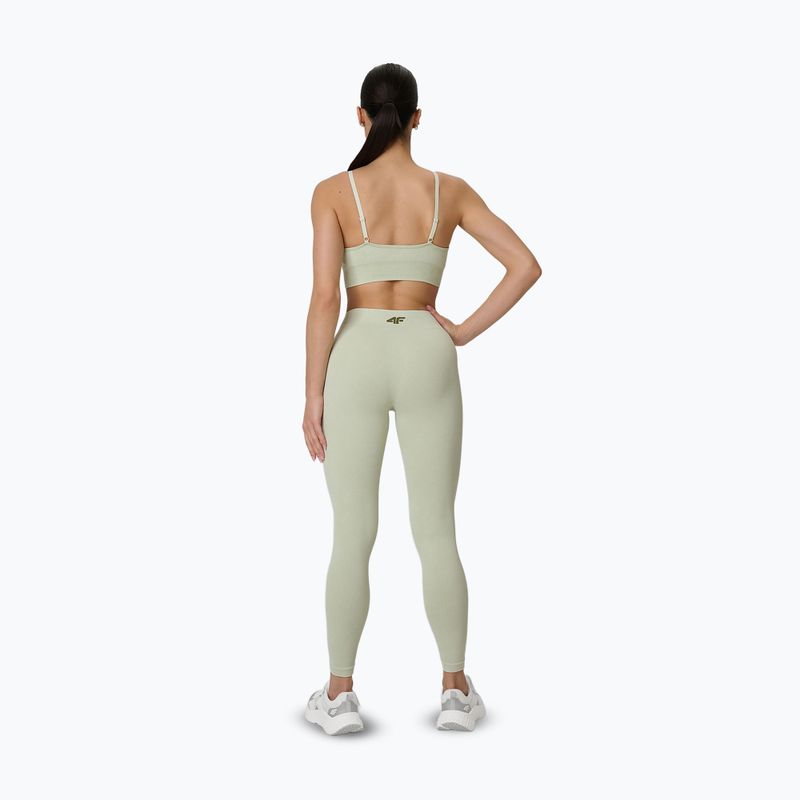 Legginsy treningowe damskie 4F Solar Punk FNK F399 light green allover 3