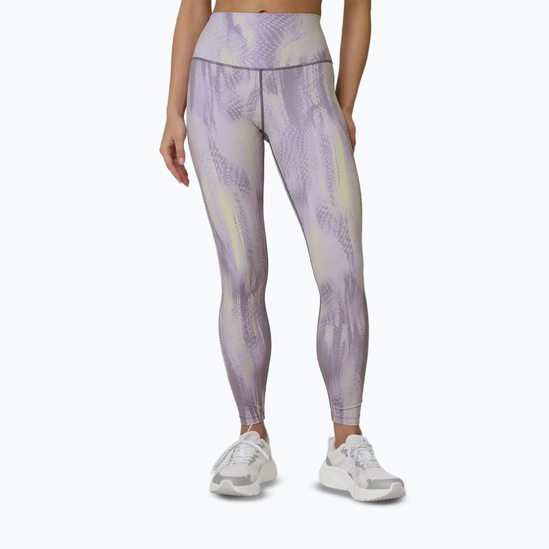 Legginsy treningowe damskie 4F Solar Punk FNK F454 light yellow allover