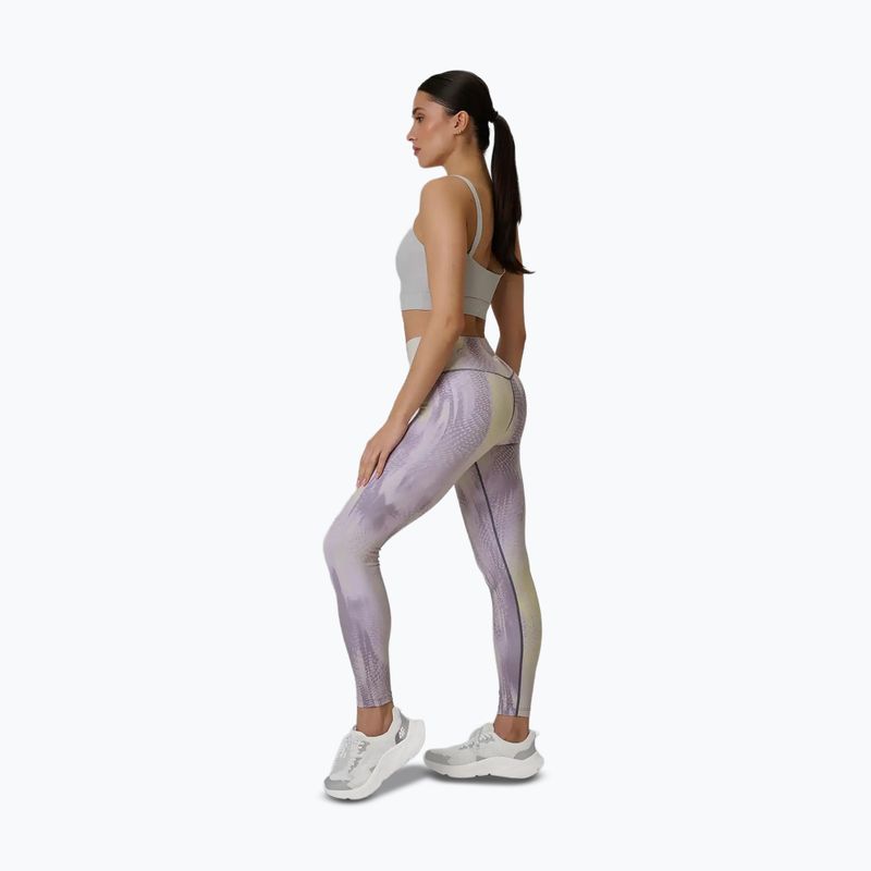 Legginsy treningowe damskie 4F Solar Punk FNK F454 light yellow allover 4