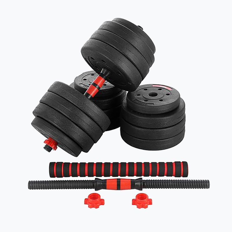 Zestaw hantli z łączeniem do sztangi HMS SGP40 40 kg czarny/czerwony 3