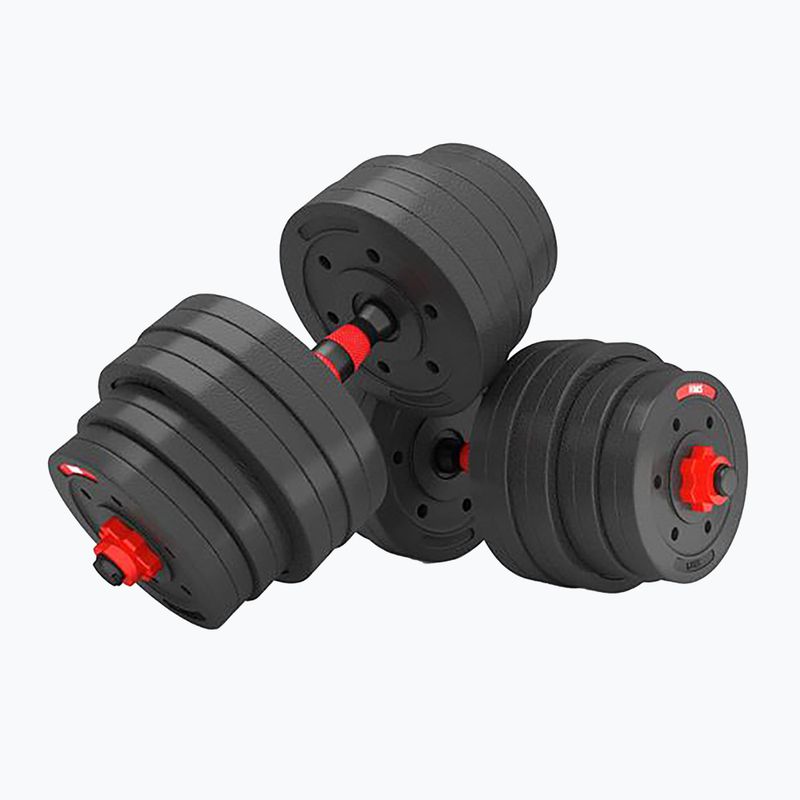 Zestaw hantli z łączeniem do sztangi HMS SGP40 40 kg czarny/czerwony 4