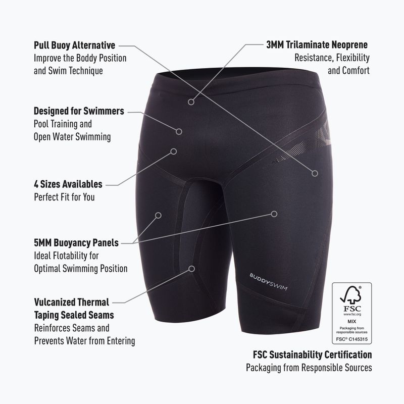 Spodenki neoprenowe BuddySwim Floating Trilaminate Warmth 5/3 mm black 4