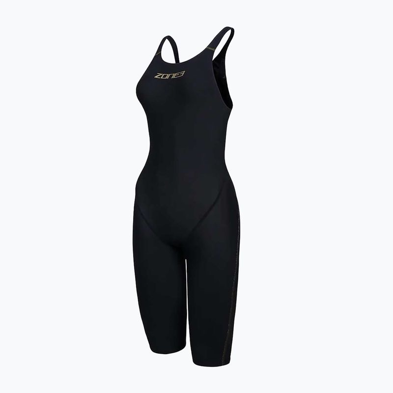 Strój pływacki jednoczęściowy damski ZONE3 FINA Approved Performance Gold Kneeskin black/gold