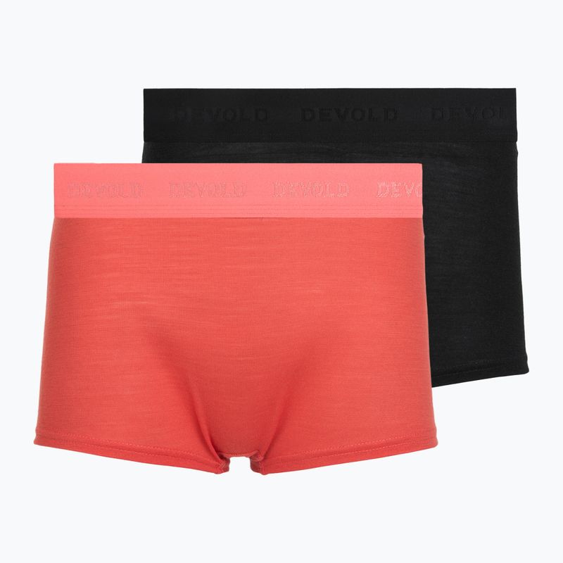 Bokserki termoaktywne damskie Devold Breeze Merino 150 Hipser 2 pack black/coral