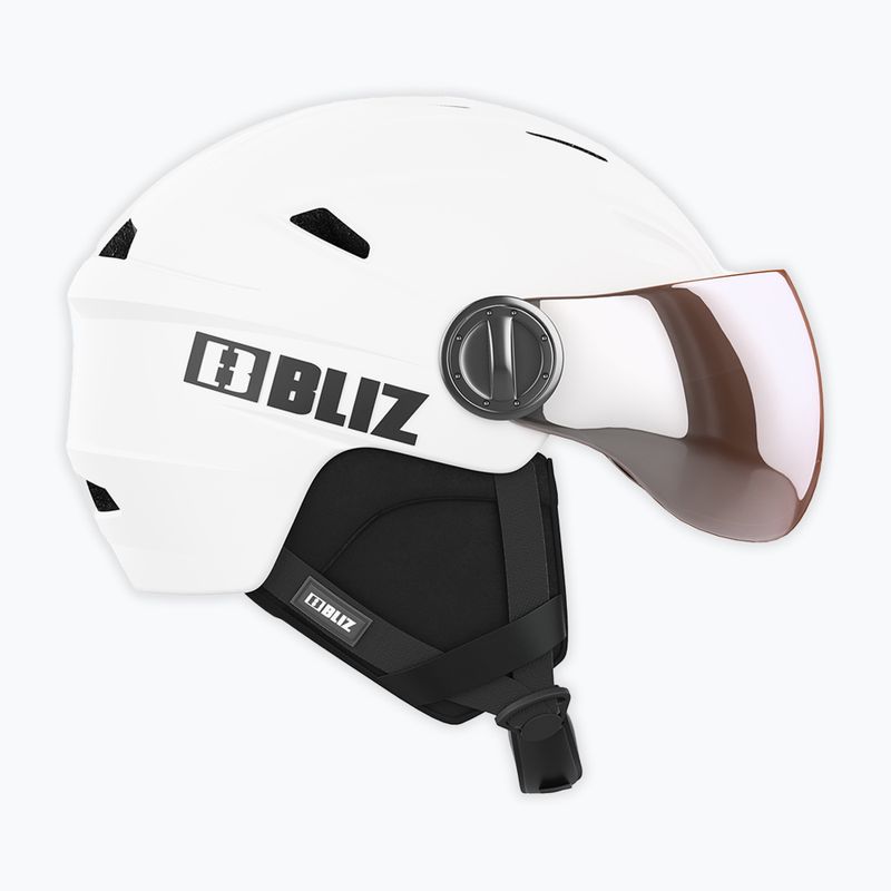 Kask narciarski Bliz Strike Visor matte white/ orange silver mirror